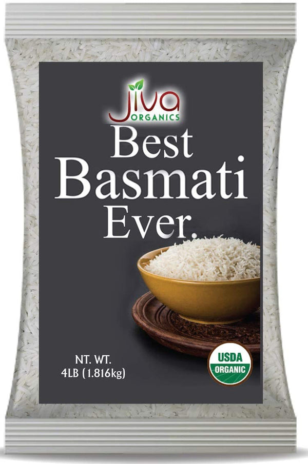 Organic Basmati Rice 4 LB Bag - Pure, Extra Long, Premium Quality from India - by
