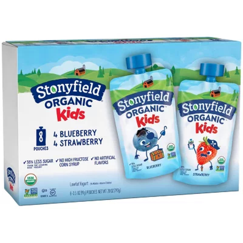Stonyfield Organic Kids Whole Milk Yogurt Variety Pack 3.5 Oz. Pouch, 8 Ct.