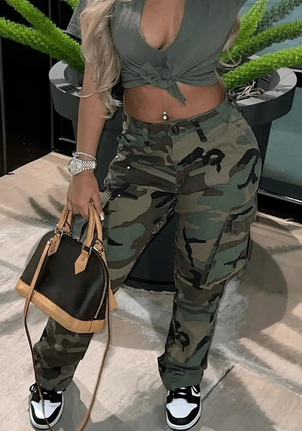 Cargo Camo Sweatpants for Women Army Fatigue Baggy Camouflage Military Joggers Trousers Streetwear