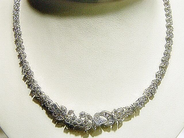 DIAMOND MARQUISE BAGUETTE ROUND ALL AROUND SET DIAMOND NECKLACE