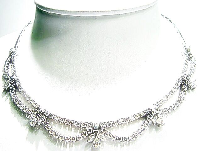 DIAMOND PEAR MARQUISE BAGUETTE ROUND BR NECKLACE 17.65 CTTW 18 K WHITE GOLD