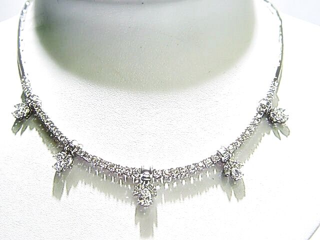 DIAMOND 40 ROUND BR 10 MARQUISE 5 PEAR 25 BAGUETTE SHAPE DIAMOND NECKLACE