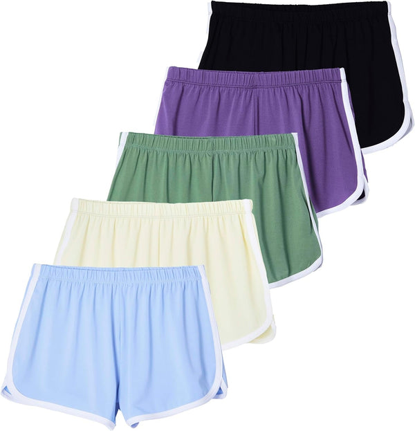 5 Pack: Girls' Dry-Fit Active Athletic Dolphin Shorts (Ages 4-16)