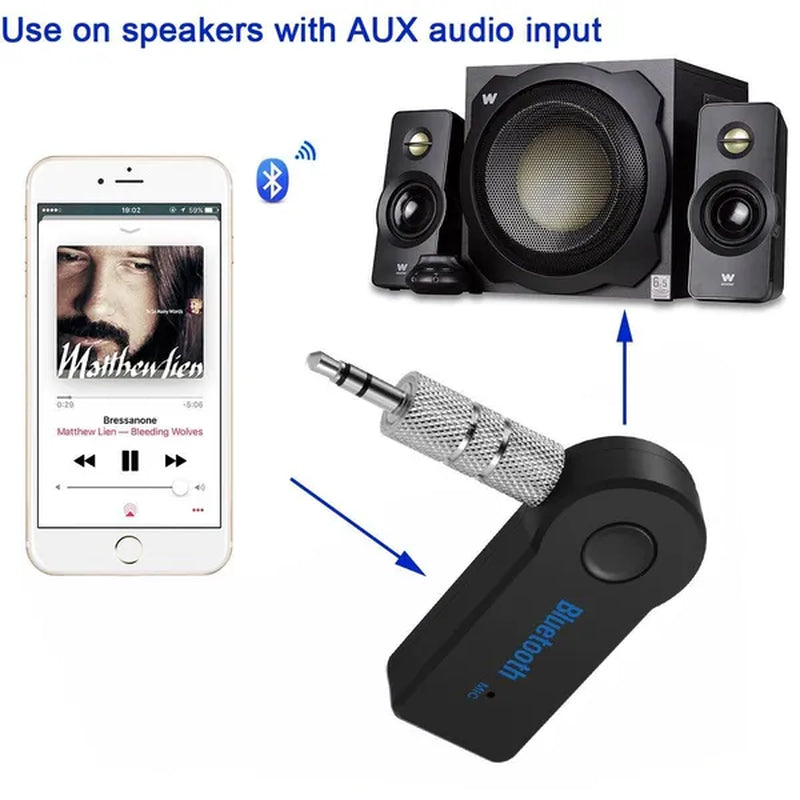 1 Pack Bluetooth Receiver/Bluetooth Car Kit, Portable Universal Aux Adapter 3.5Mm Auxiliary Stereo Output Music Streaming Sound System Hands-Free Audio Adapter & Wireless Car Kits for Home, Car, Wired Headset Earphones