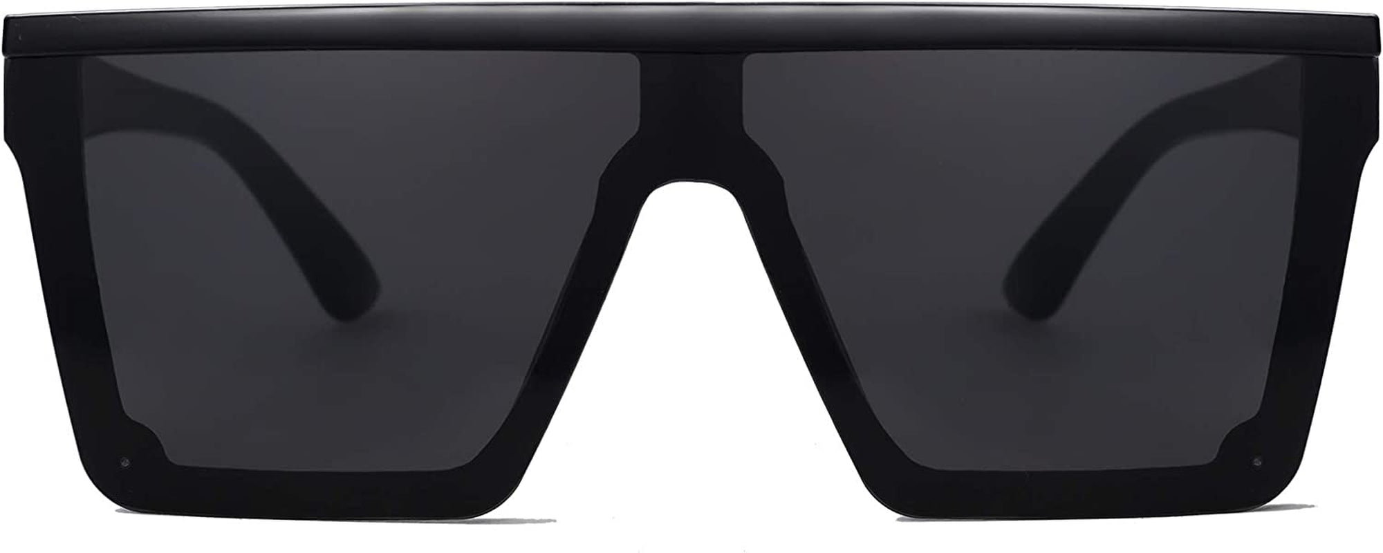 Square Big Sunglasses Women Thick Frame Flat Top Mirrored Sunnies Shades Goggle Siamese Lens SJ2117