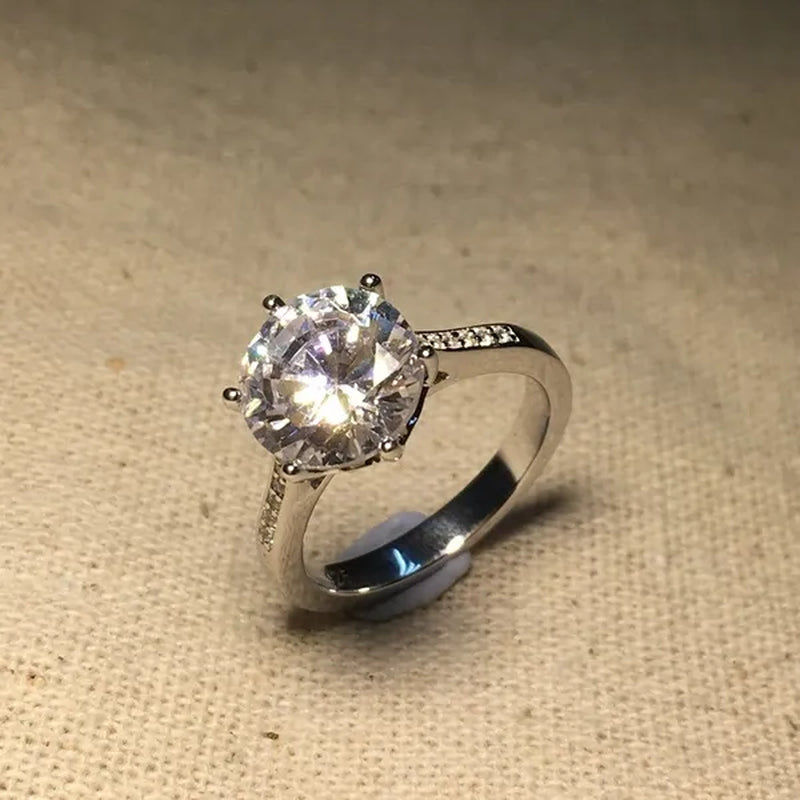Sterling Silver Big 4 Carat Sona Diamond Wedding Engagement Ring