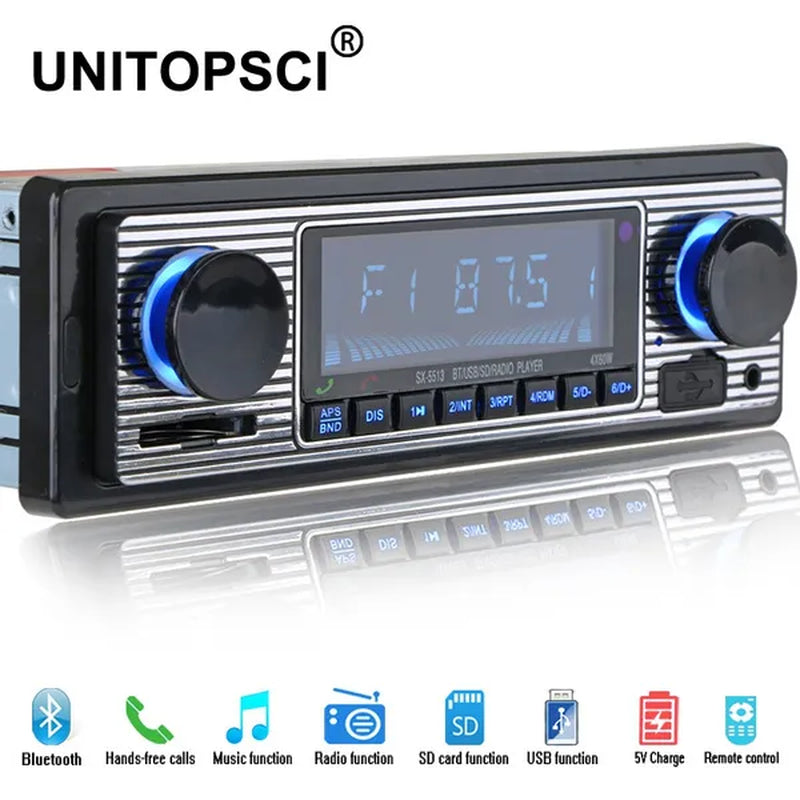 UNITOPSCI 12V Bluetooth Car Radio Player Stereo FM MP3 USB SD AUX Audio Auto Electronics Autoradio 1 DIN Oto Teypleri Radio Para Carro