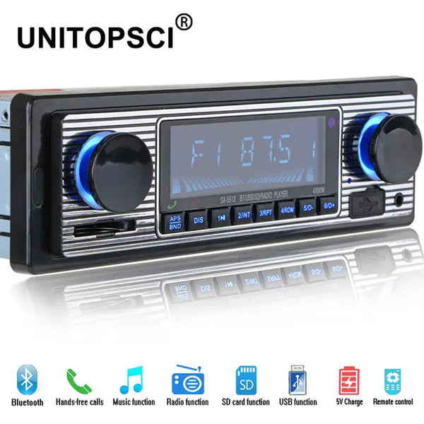 UNITOPSCI 12V Bluetooth Car Radio Player Stereo FM MP3 USB SD AUX Audio Auto Electronics Autoradio 1 DIN Oto Teypleri Radio Para Carro