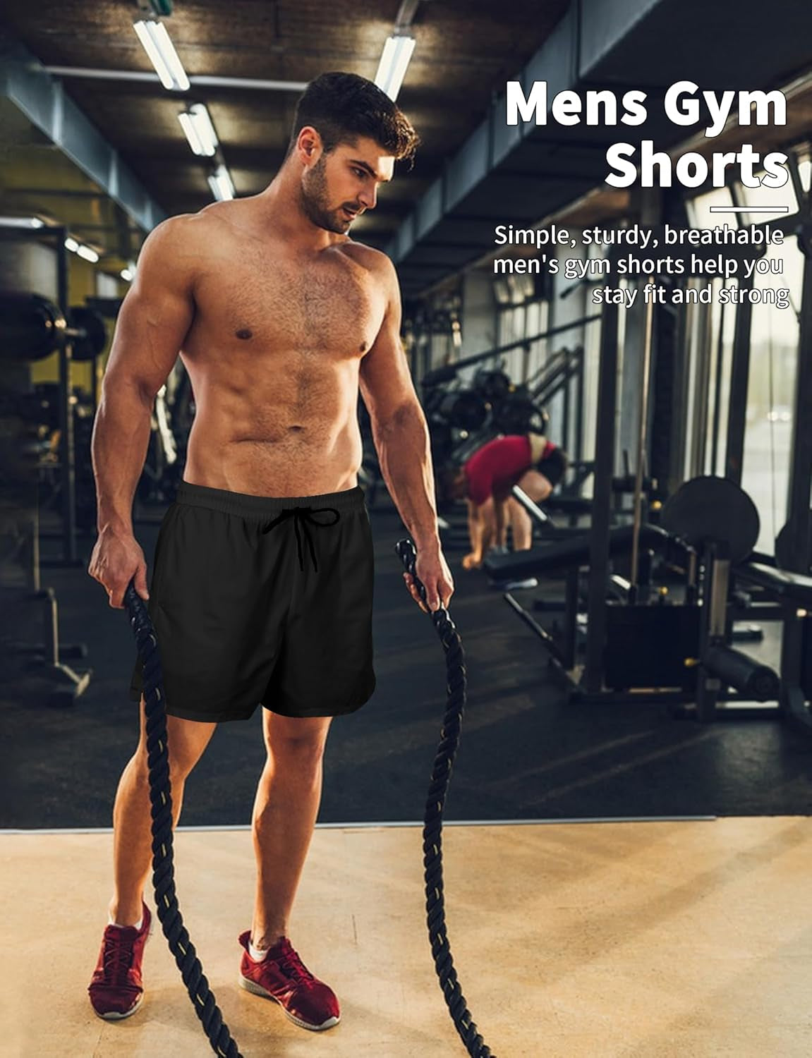 2 Pack Mens Athletic Shorts 5 Inch Inseam Workout Gym Running Shorts for Men Quick Dry Lightweight Summer Shorts Black Blue X-Large
