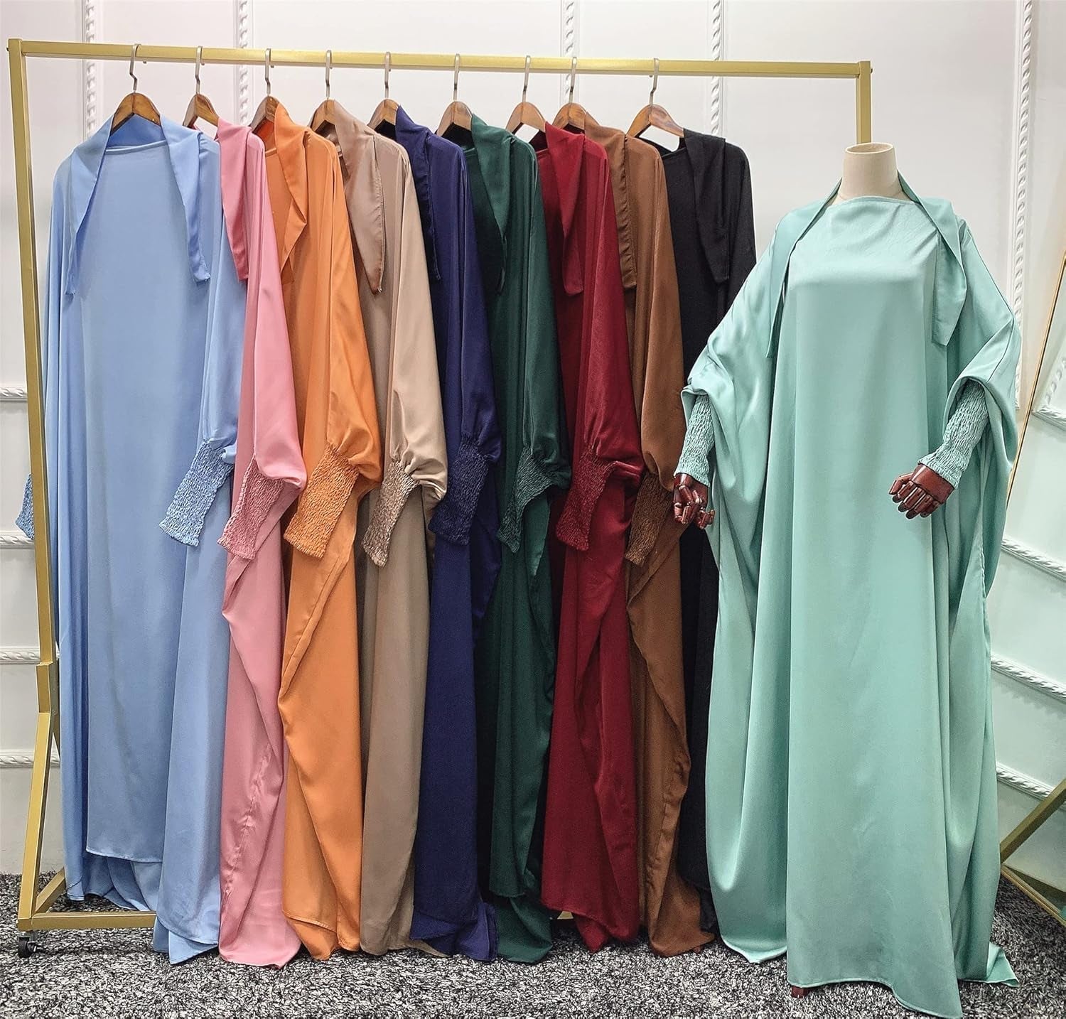 Women'S One-Piece Muslim Abaya Dress Large Overhead Prayer Ramadan Long Hijab Dress Suit(10 Colors Available)