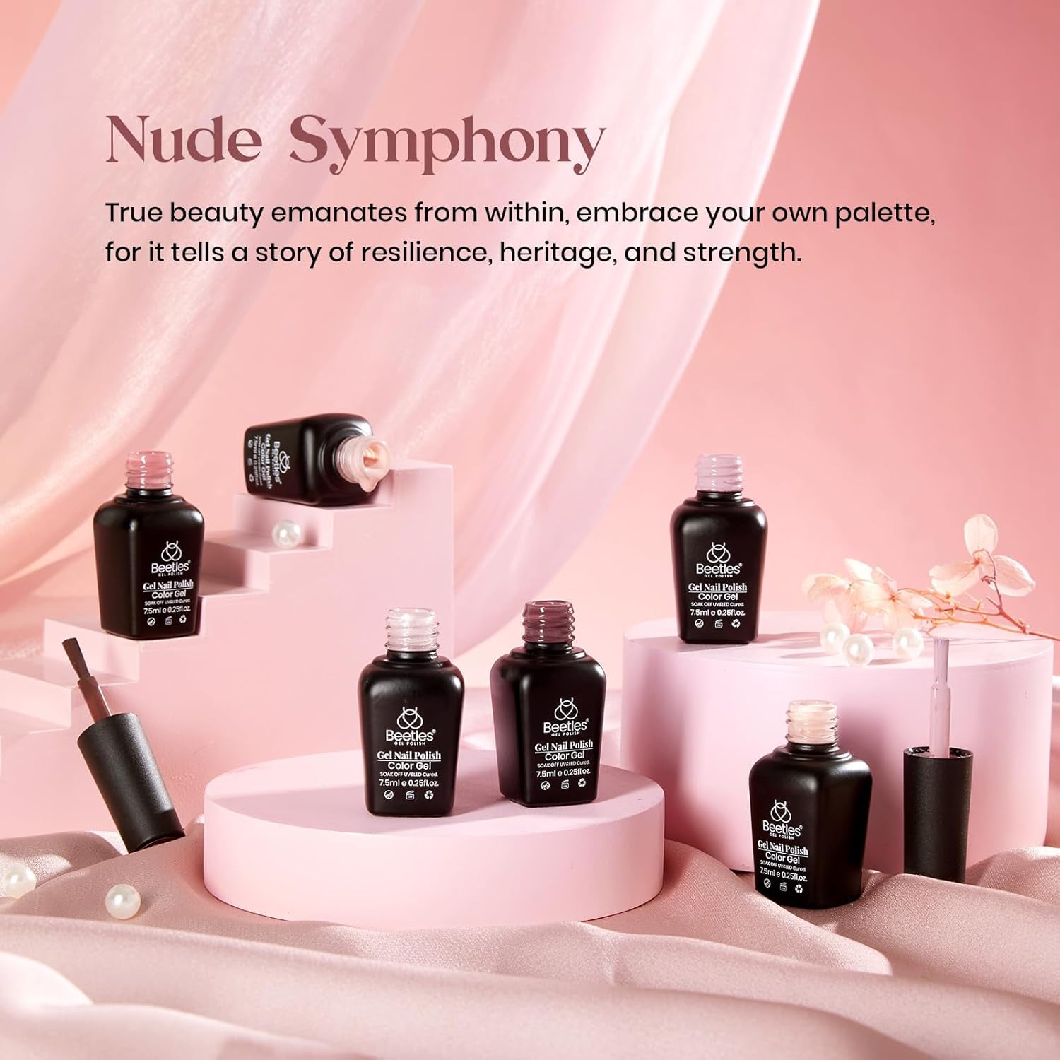 Nuded Colors Gel Polish Set 6 Colors Nude Symphony Glitter Neutral Pink Brown Nude Gel Nail Polish Soak off Uv Led Lamp Needed Nail Art Design Skintone Home Diy Gift