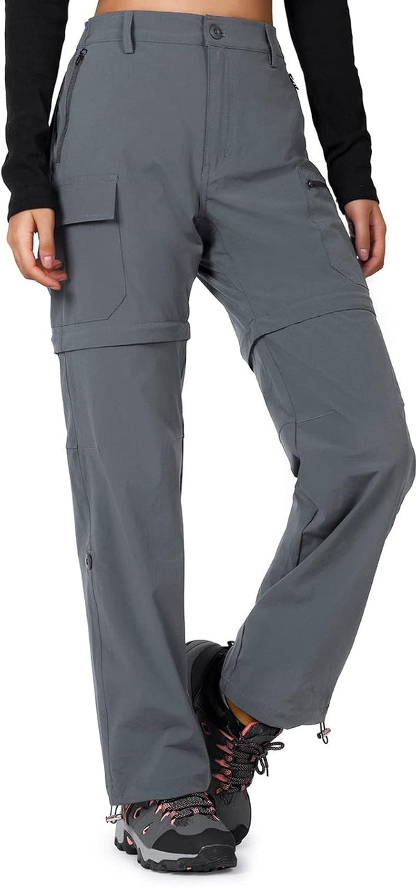 Women'S-Hiking-Pants-Convertible Quick-Dry-Stretch-Lightweight Zip-Off Outdoor Pants with 5 Deep Pockets