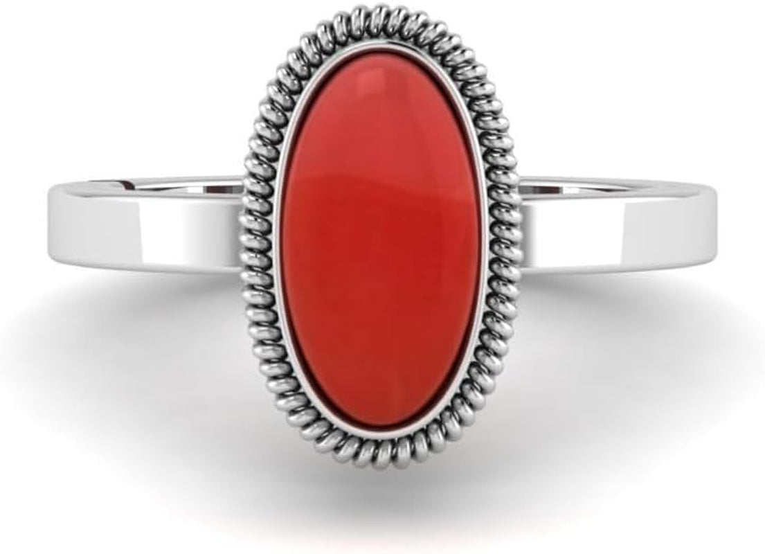 8.25 Carat Certified Red Coral Stone Engagement Ring for Women'S