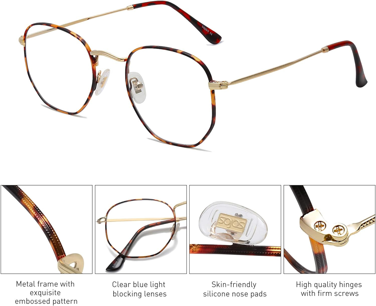 Small Blue Light Blocking Glasses Hexagonal Eyeglasses Frame Anti Blue Ray Glasses One and Only SJ5036