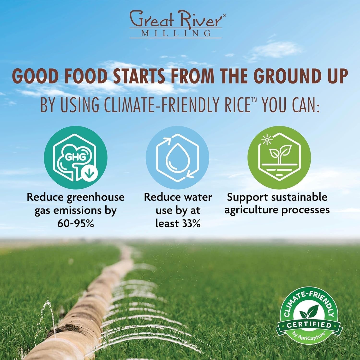 Climate Friendly White Rice, Long Grain White Rice Cooker Ready, Gluten Free, Vegan, Kosher, Vegetarian, Non-Gmo, Plant Based, US Sustainably Grown, 2Lb. Resealable Bag (Pack of 3) (Packaging May Vary)
