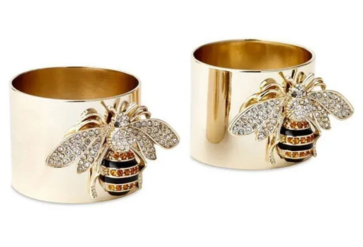 YOHAPP Unique Steam Punk Jewelry  gold plated Diamond Bee Ring Bee Jewelry Wide Band Ring for Women Anniversary Gift