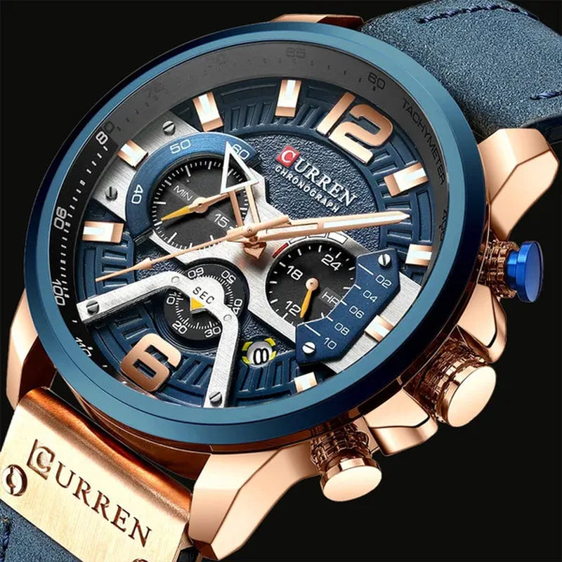 TOP SALE CURREN 8329 Mens Watches with Multi-function Quartz Chronograph Calendar Watch