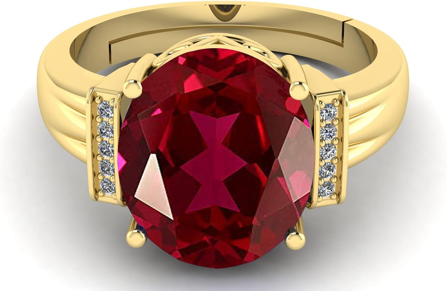 7.25 Carat Red Ruby Birthstone Gold Plated Adjustable Ring for Men and Women