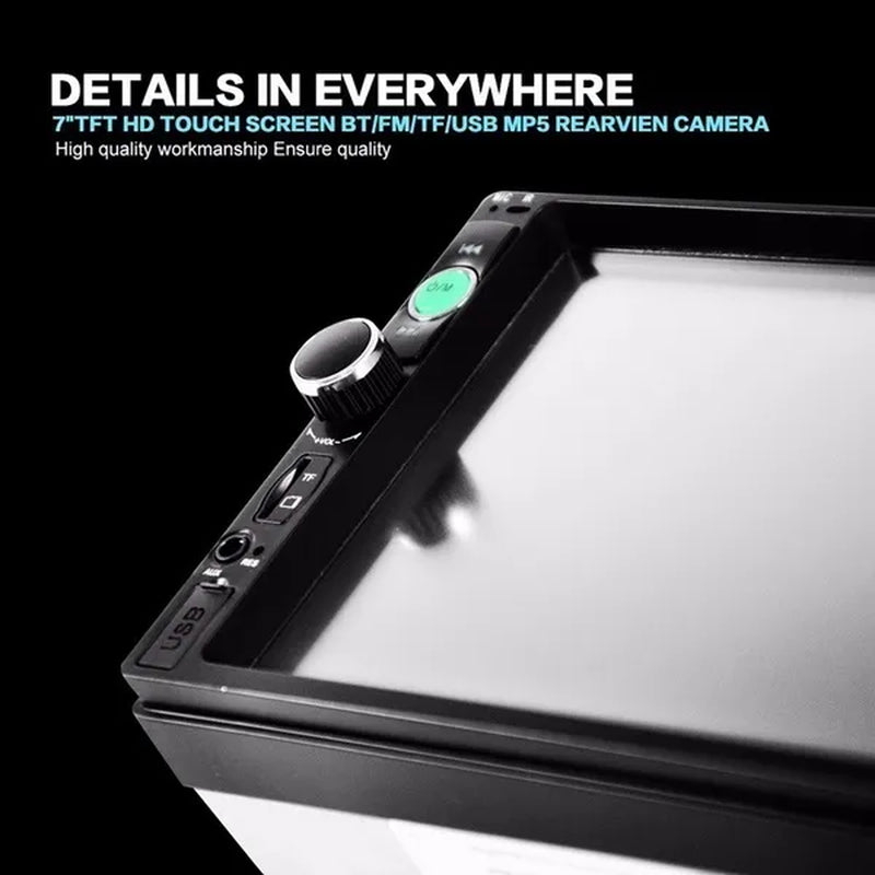 2 Din 7" HD Touch Screen Digital Display Car Multimedia Player Audio Stereo Radio Autoradio Car MP5 Player with Bluetooth USB FM Support Mirror Link Rear View Camera Connection
