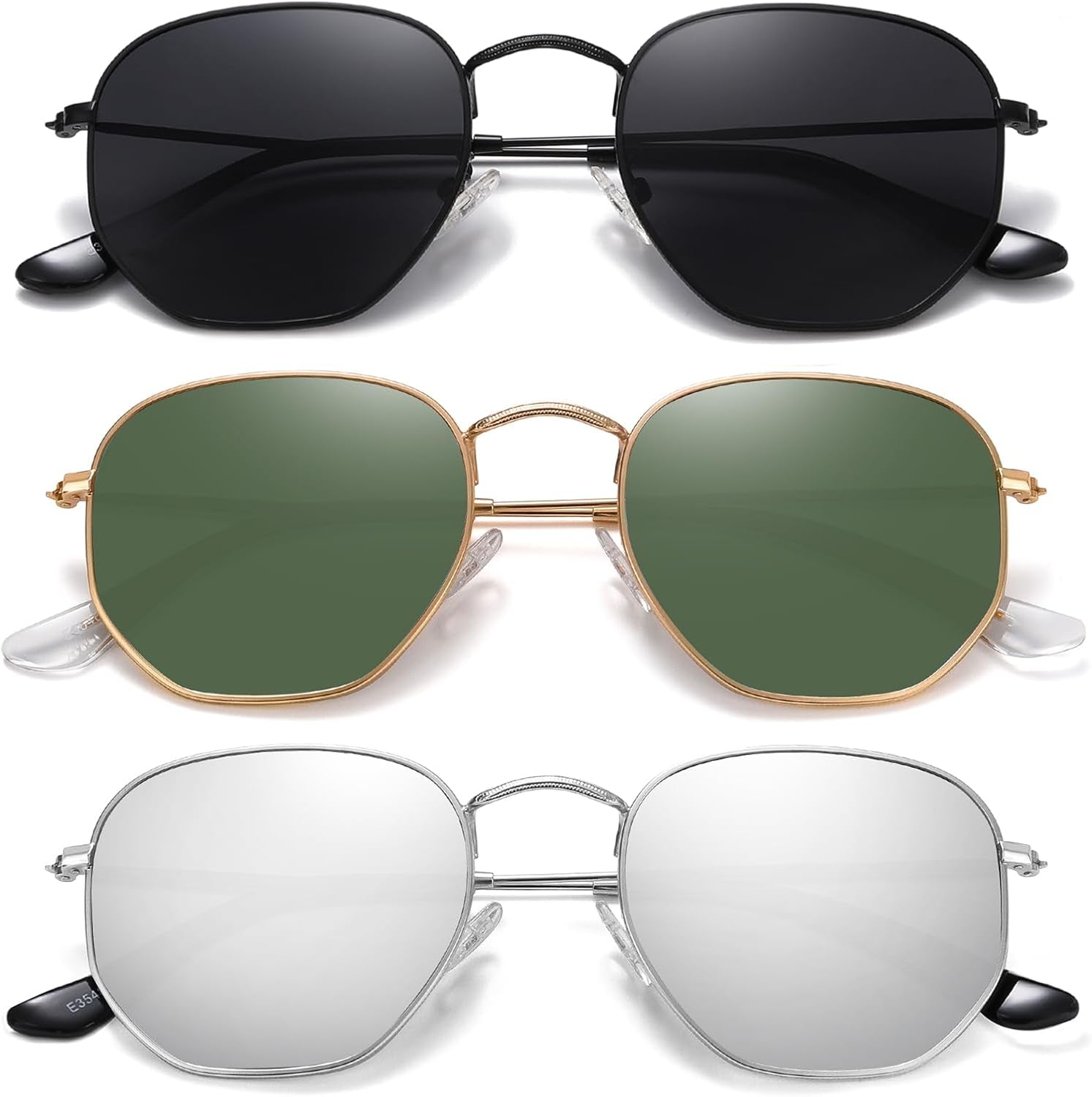 Polarized Hexagon Sunglasses for Women Men Polygon Square Sun Glasses UV400 Protection Metal Frame