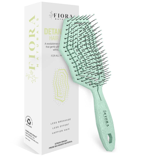 Hair Detangling Brush -100% Bio-Friendly Hair Detangler Brush W/Ultra-Soft Bristles- Glide through Tangles with Ease - for Curly, Fine, Women, Men, Kids, Toddlers, Wet and Dry Hair