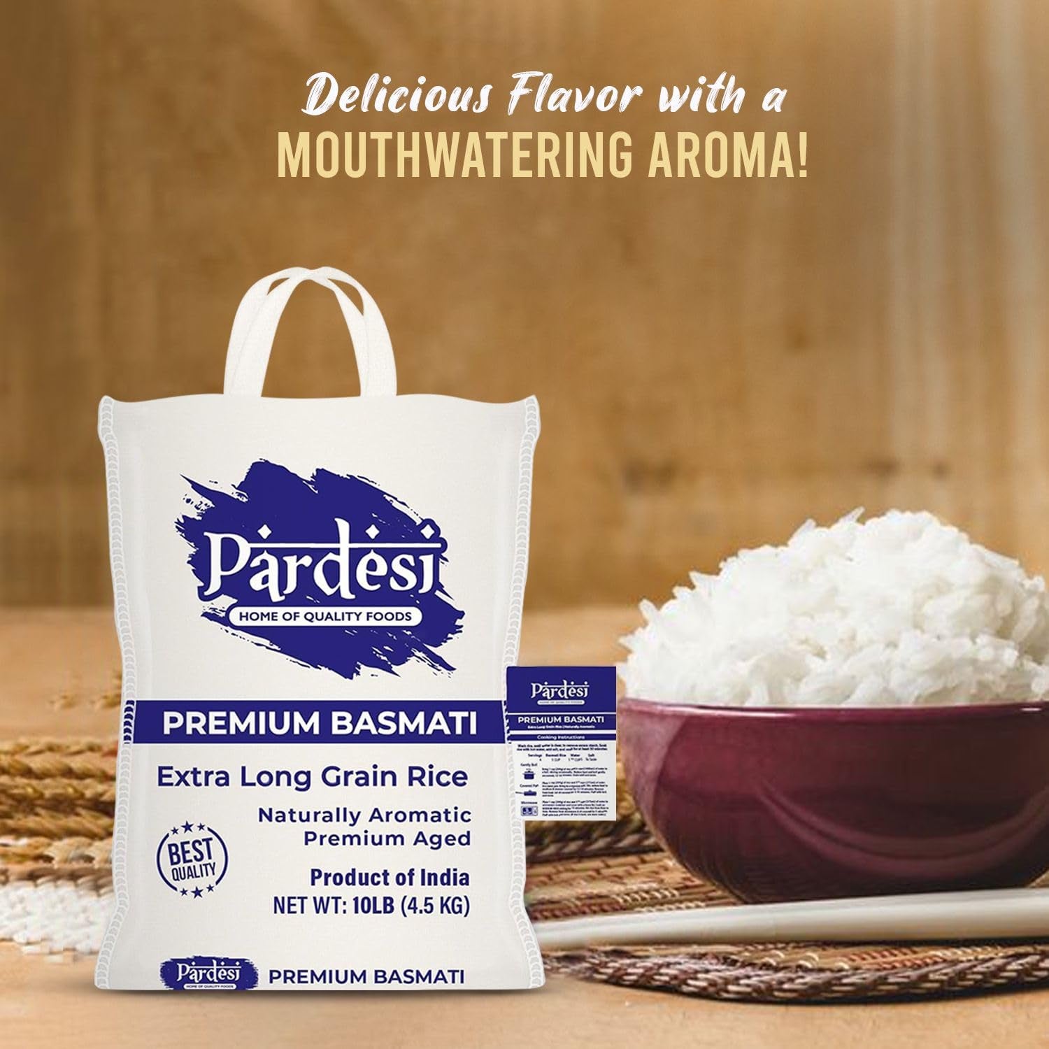 Premium Extra Long Grain Basmati Rice 4LB - Aromatic Taste - Conveinet Packaging