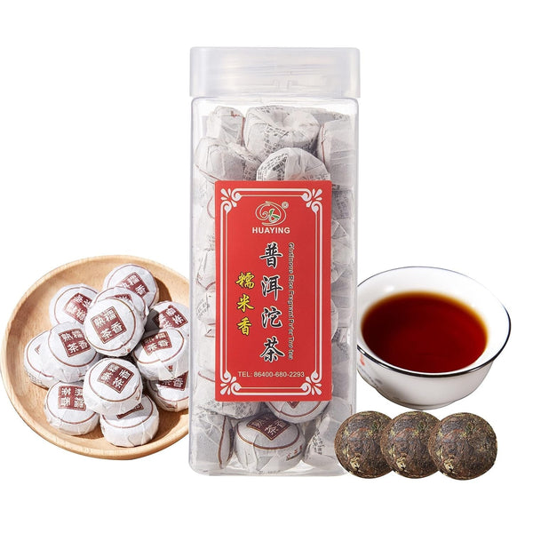 Pu-Erh Tea, Ripe Puerh Tea Mini Tea Cake with Glutinous Rice Fragrant, Loose Leaf Tea (8.47 Ounce/240G)