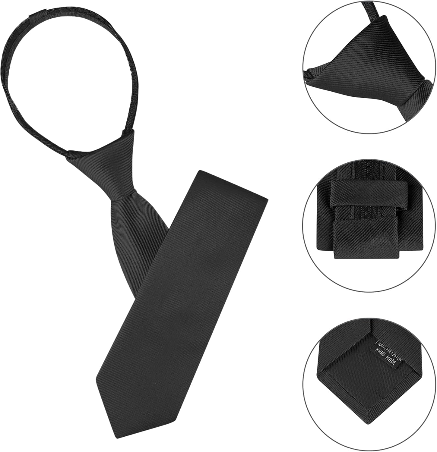 Men'S Skinny Pretied Solid Color Zipper Ties Neck Adjustable Strap Wedding Groom Tie