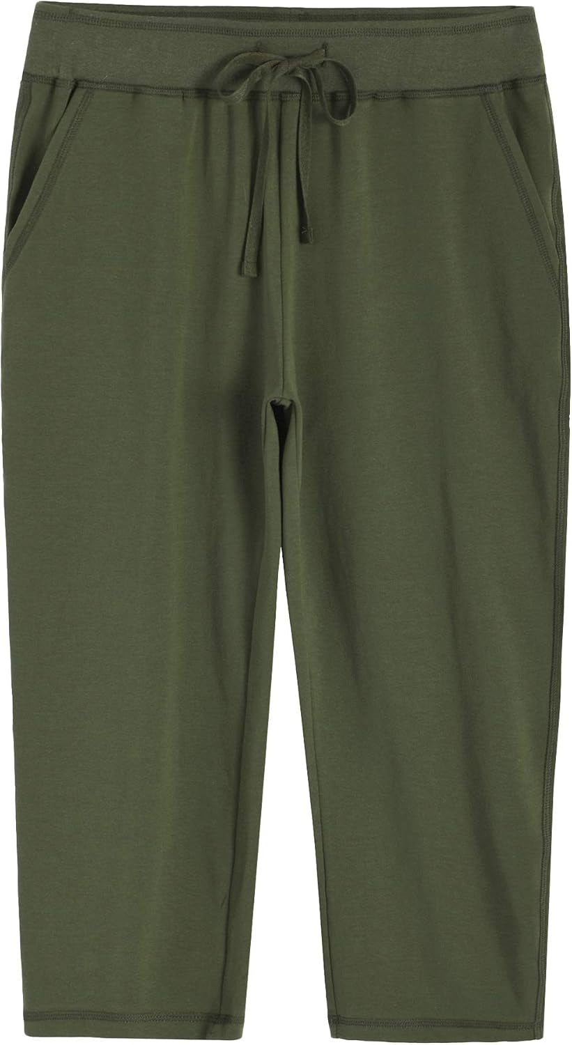 Women'S Knit Sweatpants Capri Pants with Pockets