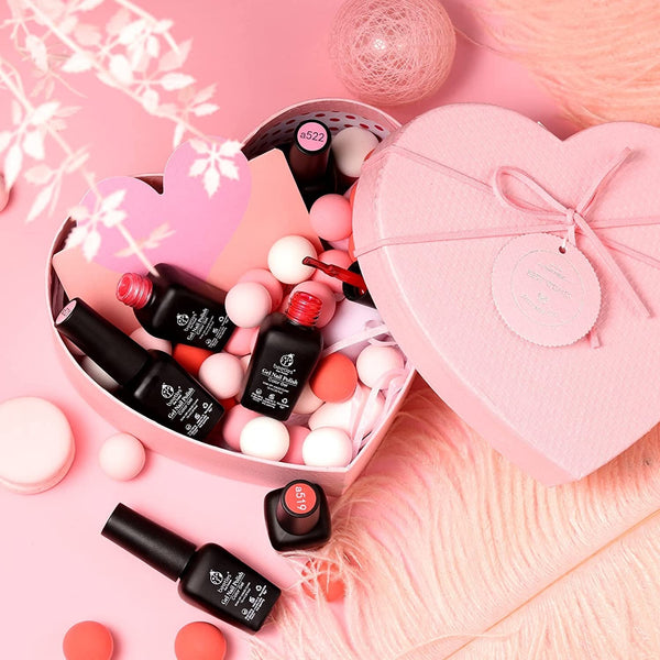 Beetles Gel Nail Polish, 6 Colors Nude Pink Rose Red Milky White Gel Polish, Sweetheart Candies Collection Soak Off UV LED Nail Lamp Light Nails Spring Summer Easter Gel Nail