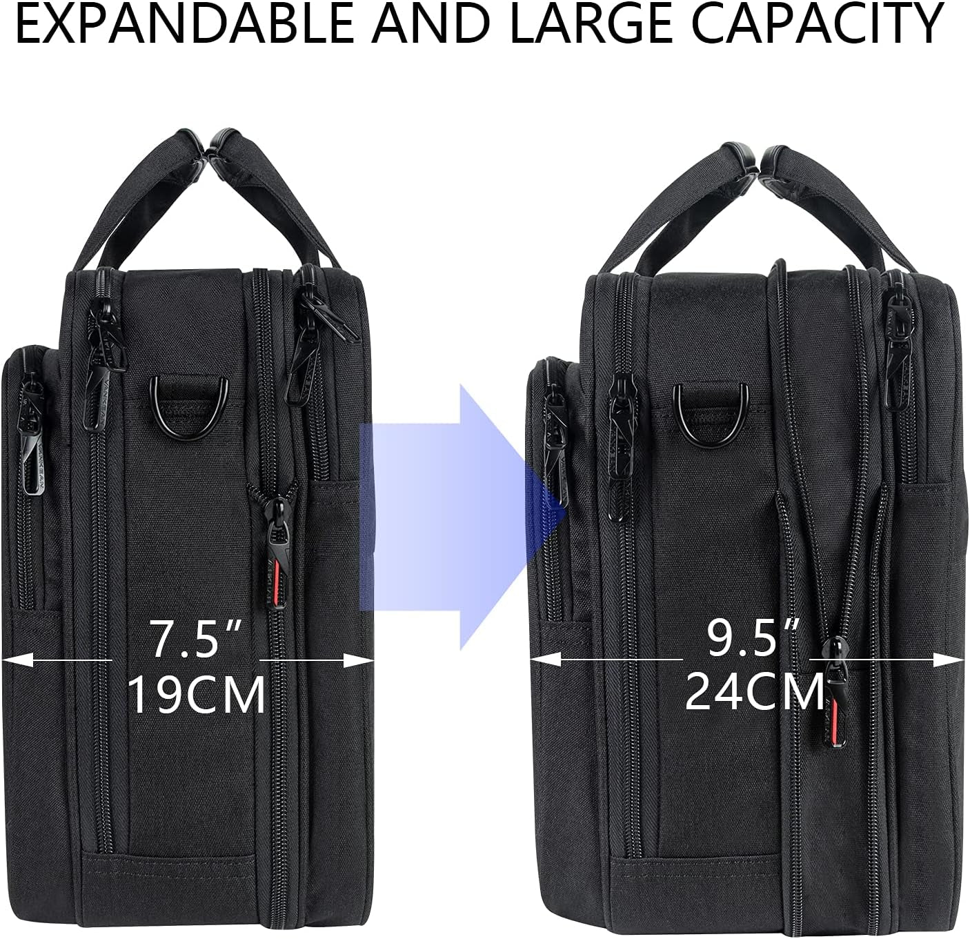 Laptop Briefcase Premium Laptop Case Fits up to 17.3 Inch Business Shoulder Bag Laptop Expandable Water-Repellent Messenger Bag for Men/Women Computer Bag for Travel/Business/Black
