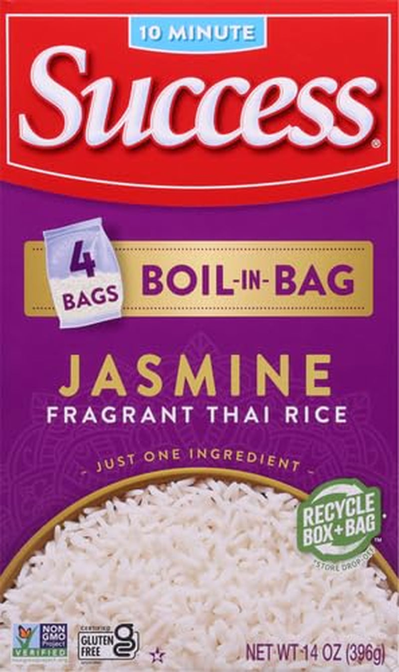 Boil-In-Bag Rice, Thai Jasmine Rice, Quick Rice Meals, 14-Ounce Box