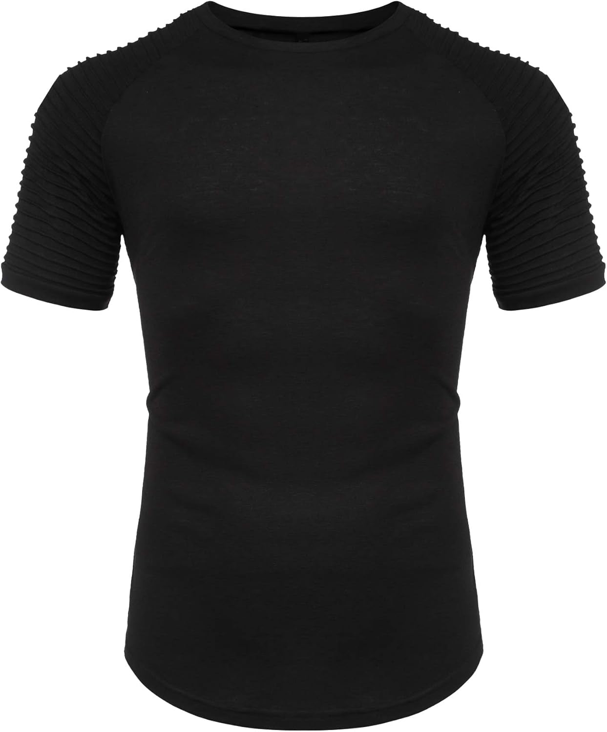 Men'S Muscle T-Shirt Pleated Raglan Sleeve Bodybuilding Gym Tee Short Sleeve Fashion Workout Shirts Hipster Shirt