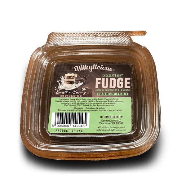 Milkylicious Old Fashioned Handmade Smooth Creamy Fudge - Choclate Mint (1/4 Pound) | Kettle Cooked & Individually Wrapped in USA in Small Batches for a Rich Delicious Taste