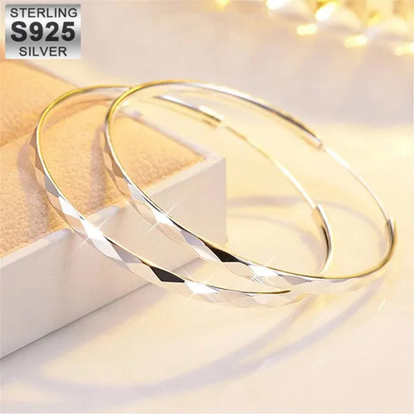 New 925 Sterling Silver Large Circle Hoop Earrings for Women Fashion Party Wedding Jewelry Gifts