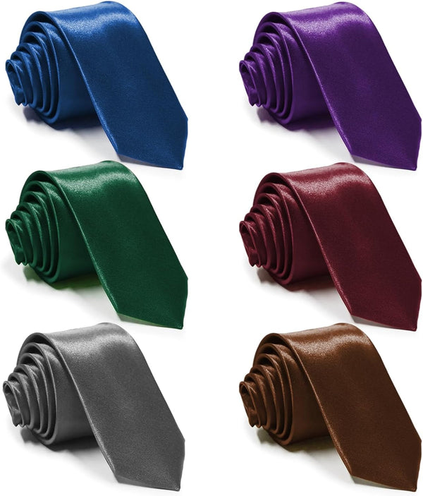 Mens Ties Solid Satin Tie for Father Son Husband Boyfriend Mixed Color Formal Plain Satin Ties for Wedding Party