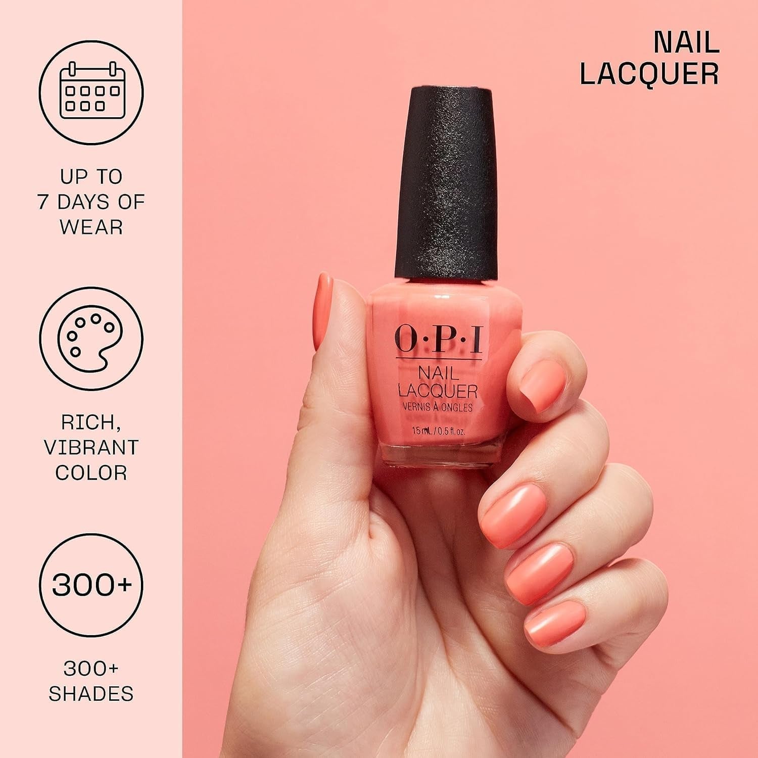 OPI Nail Lacquer, Malaga Wine, Red Nail Polish, 0.5 fl oz