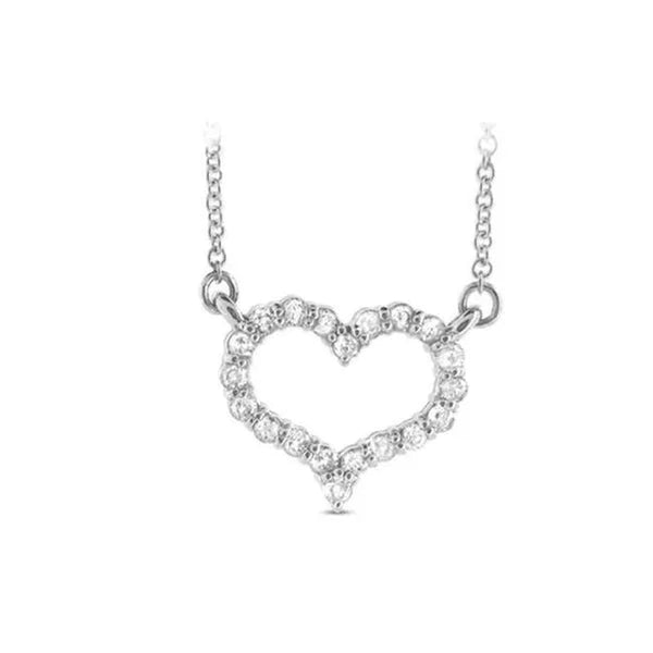 0.25 Ct. Diamond Heart Shape Pendant Shared Prong Setting 14K Gold With 16 in. Chain