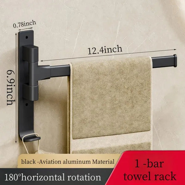 2024 New Wall Mounted 180° Swivel Multi-bar towel rack Towel Hanging Holder for Bathroom with Hook