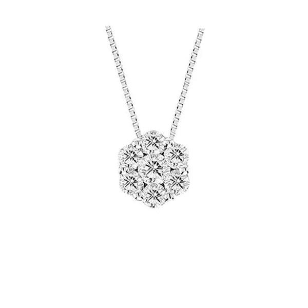 0.35 Ct. Diamond Cluster Pendant In 14K Gold