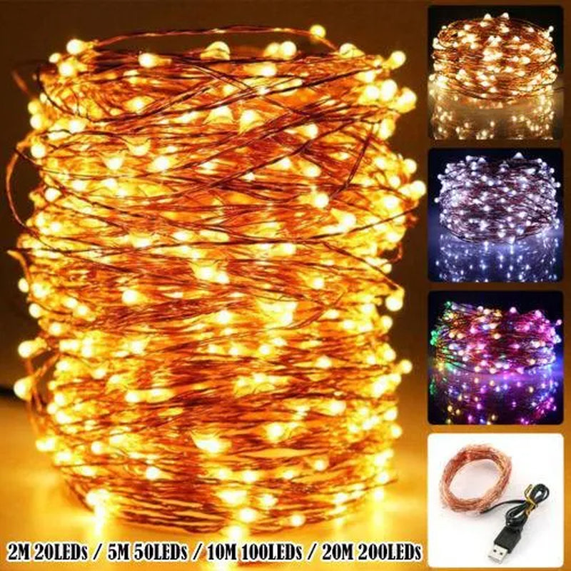 2/5/10/20M Christmas USB LED String Lightt Garland Outdoor Indoor Home Christmas Decoration Fairy Light Led Strip