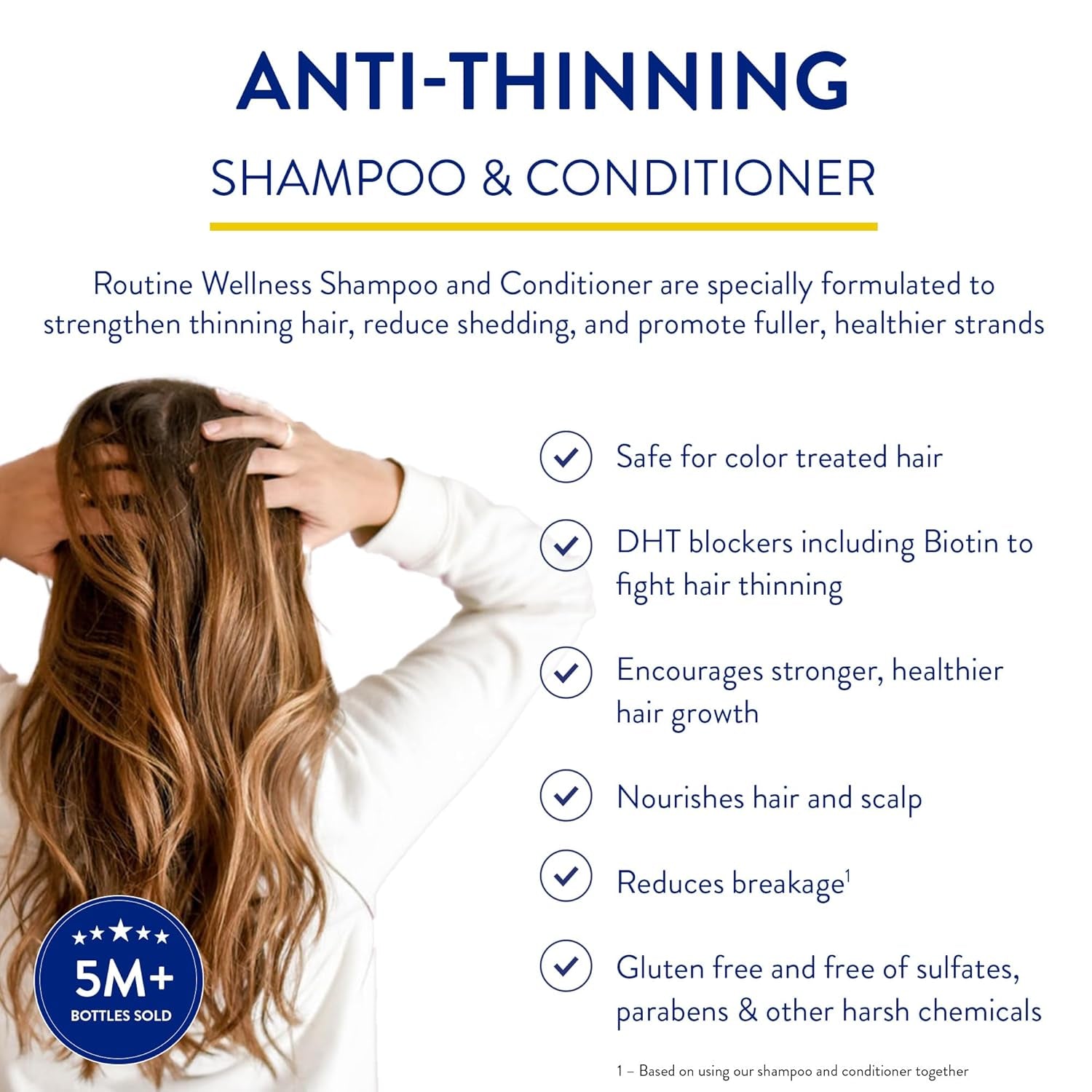 Anti-Thinning Shampoo and Conditioner Set for Thinning Hair - Biotin DHT Blocker Women & Men - Color Safe Shampoo for Hair Loss & Healthier Growth - Lilac & Gardenia (Pack of 2)