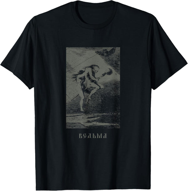 Occult Russian Witch Satanic Devil Tarot Vintage T-Shirt