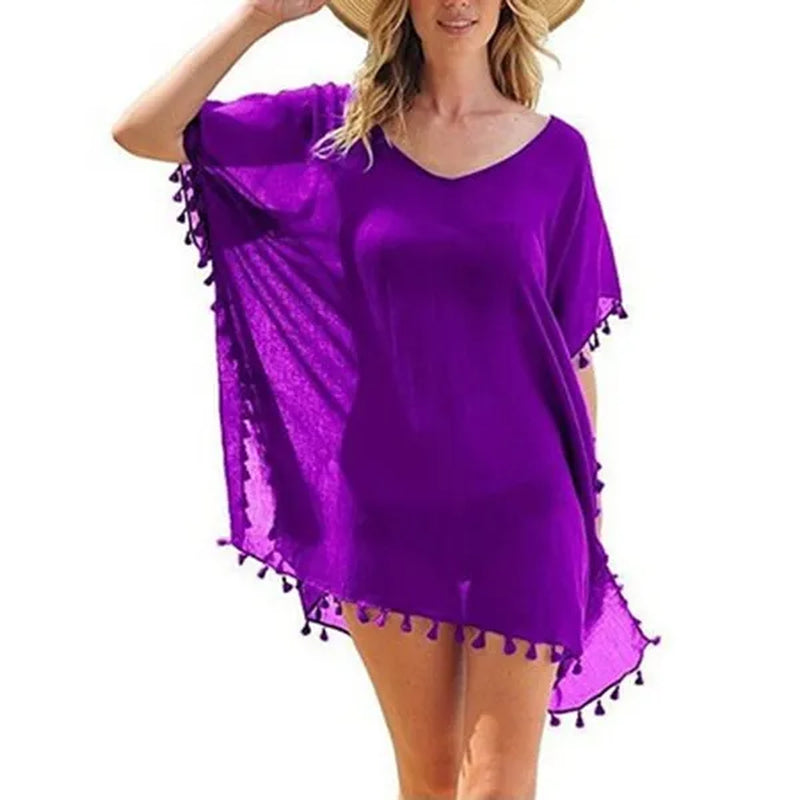Women Beachwear Swimwear Bikini Beach Wear Cover up Tassel Ladies Summer Dress