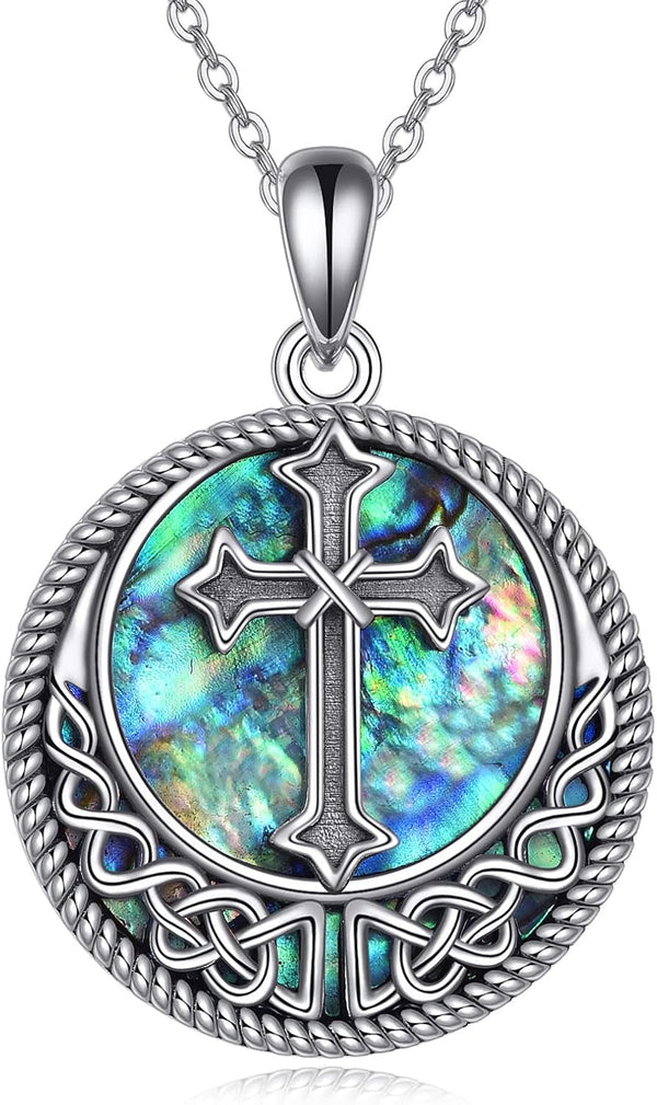 Cross Necklace Sterling Silver Cross Pendant Necklace Religious Gifts for Women Men