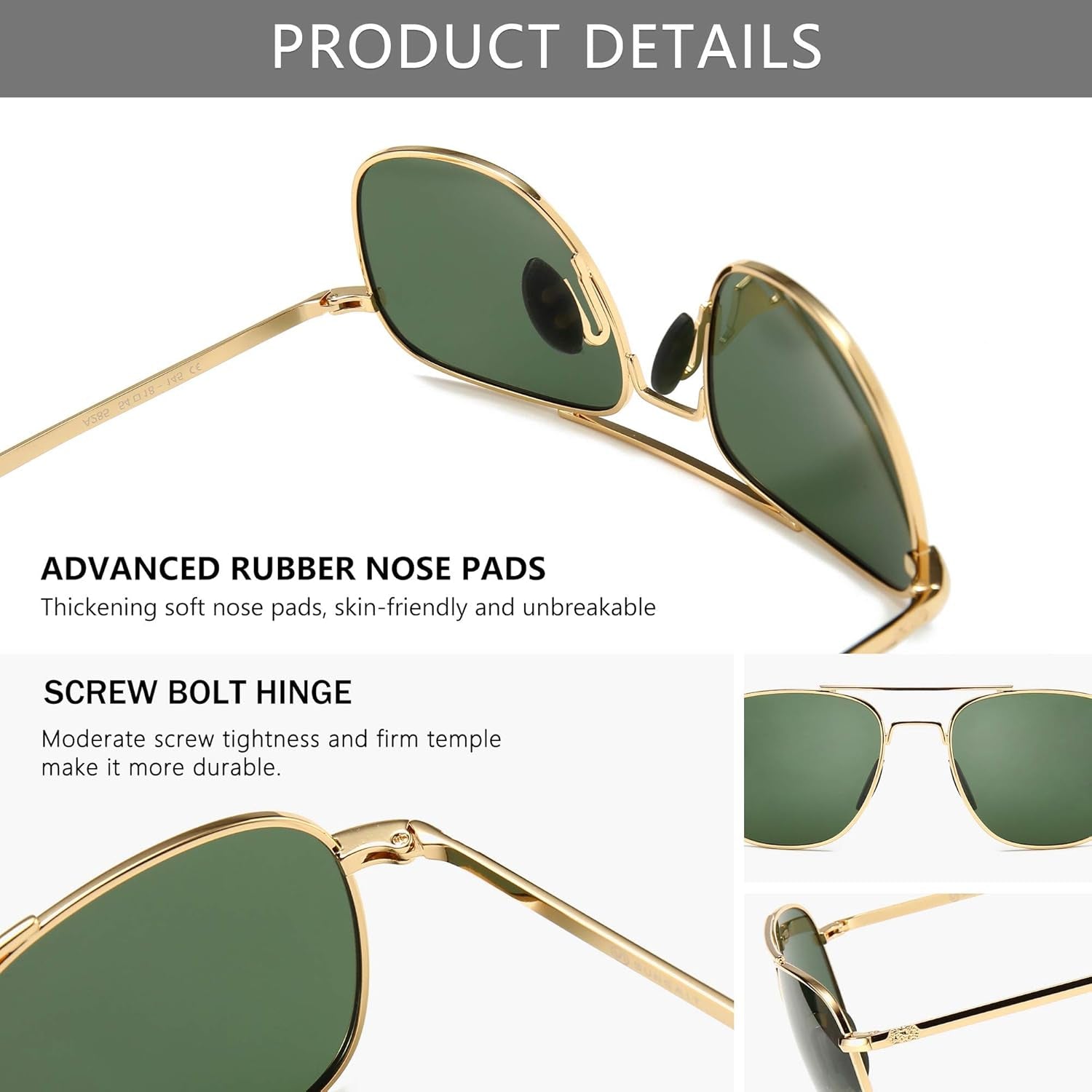Men'S Military Style Polarized Pilot Aviator Sunglasses Bayonet Temples