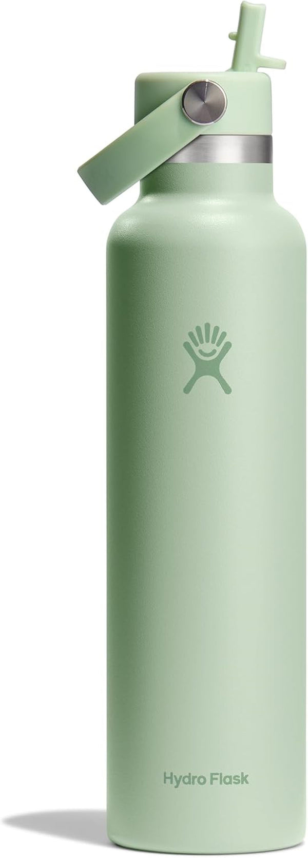 24 Oz Stainless Steel Standard Mouth Water Bottle with Flex Straw Cap and Double-Wall Vacuum Insulation