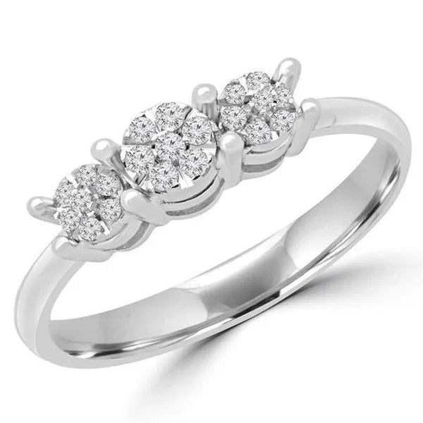 Majesty Diamonds MDR180033-3.75 0.12 CTW Round Diamond Promise Cluster Engagement Ring in 10K White Gold - Size 3.75