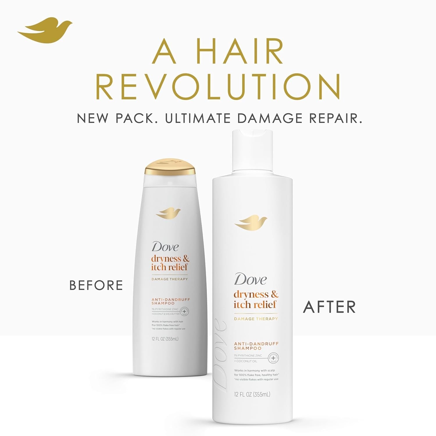Damage Therapy Derma Shampoo Dryness + Itch for Flaky Scalp with Pyrithione Zinc and Coconut Oil 12 Fl Oz