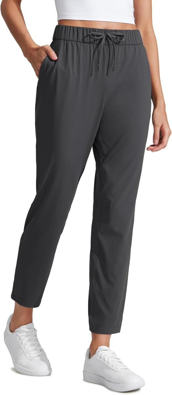 Womens 4-Way Stretch Ankle Golf Pants 7/8 Casual Dress Work Athletic Travel Workout Sweatpants with Pockets